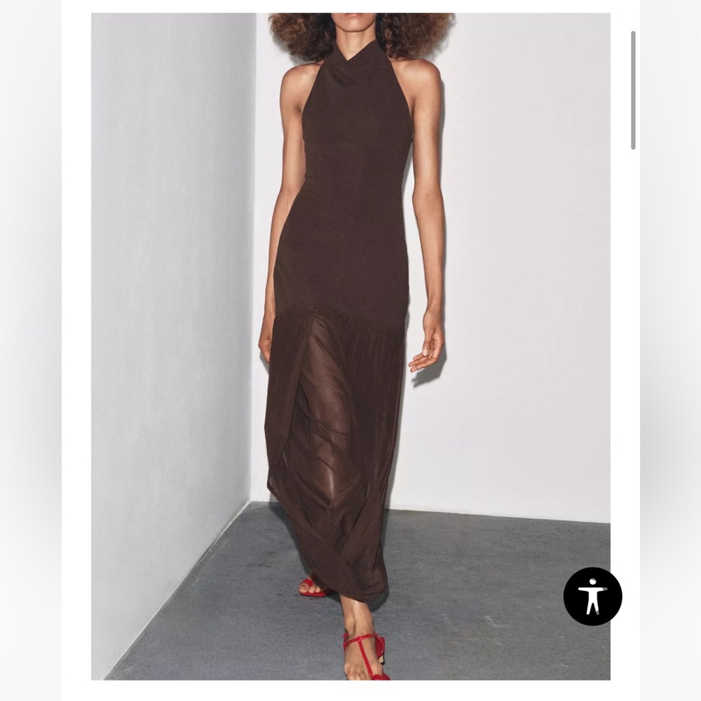 Elegant Brown Halter Dress